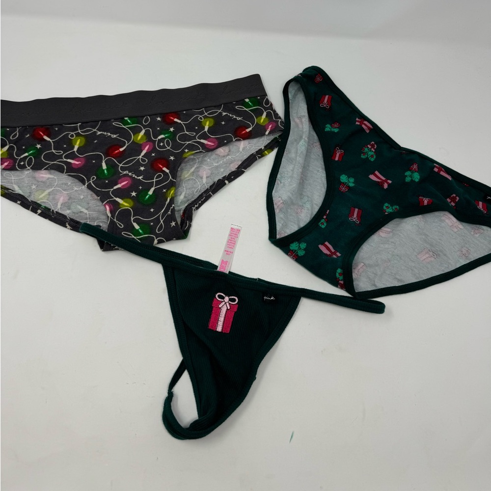 NWOT Bundle of 3 Holiday Pattern Pink Undies